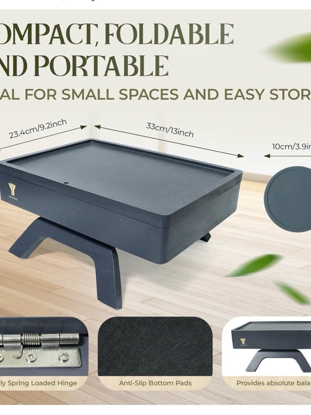 Bamboo Couch Arm Table, color dark gray